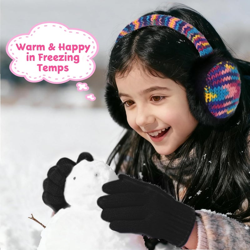 SEDUXI Kids Winter Ear Muffs with Gloves Set - Plush Knit Earmuffs & Mittens, Adjustable Soft Ear Warmers for Boys Girls 3-16 Years - Image 4